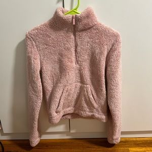 Pink fleece cropped pullover | size xs